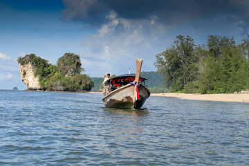 Longtailboat, Koh Phi phi island, Phang Nga Bay, Ao Phang Nga Marine National Park, Thailand,