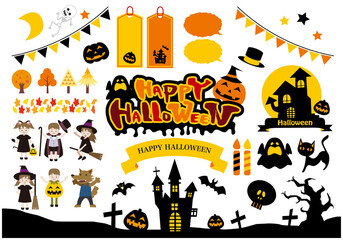 ハロウィン素材イラストセット