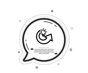 Share idea icon. Quote speech bubble. Light bulb or Lamp sign. Creativity, Solution or Thinking symbol. Quotation marks. Classic share idea icon. Vector