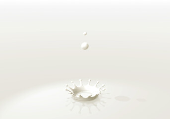 白いミルクの雫とミルククラウン、イラスト