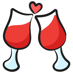 
Fresh cold drink glass in editable trendy style, romantic drink 
