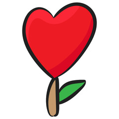 
Valentines day plant icon design, doodle vector of romantic flower 

