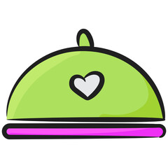 
A food cloche icon design, doodle icon of lid cover 
