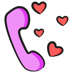 
Romantic call icon design, flat doodle vector style 
