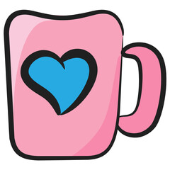 
Coffee cup in doodle style, beverage vector 
