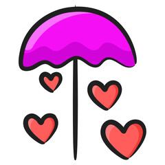 
Umbrella icon in editable doodle style, romance in rain 
