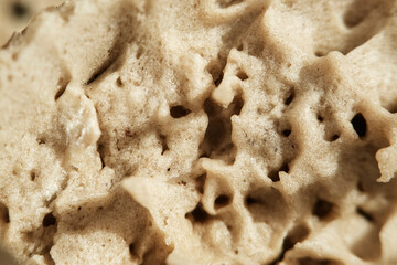 Close-up of cooked dough in soft focus