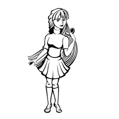 A girl with a powder compact