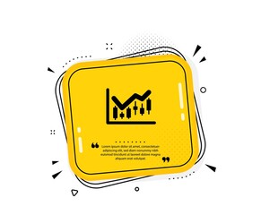 Candlestick chart icon. Quote speech bubble. Financial graph sign. Stock exchange symbol. Business investment. Quotation marks. Classic financial diagram icon. Vector