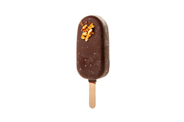 ice cream on a wooden stick on a white background in the studio