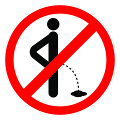 There are no pissing vector illustrations of the sign isolated on a white background. Don't urinate on the floor,vector