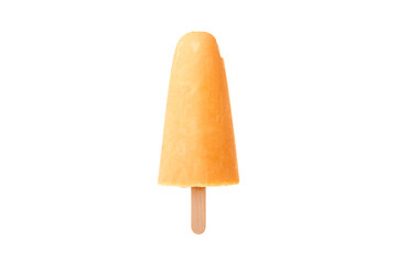 ice cream on a wooden stick on a white background in the studio