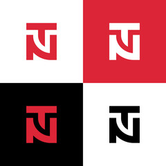 Letter TN or NT monogram logo design, square shape symbol vector illustration