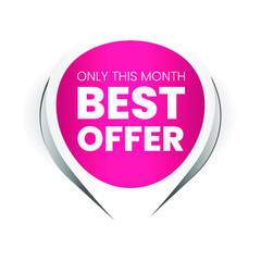 Pink Sale Label with Discount Offer . Promotion Design . Isolated Vector Tag Images