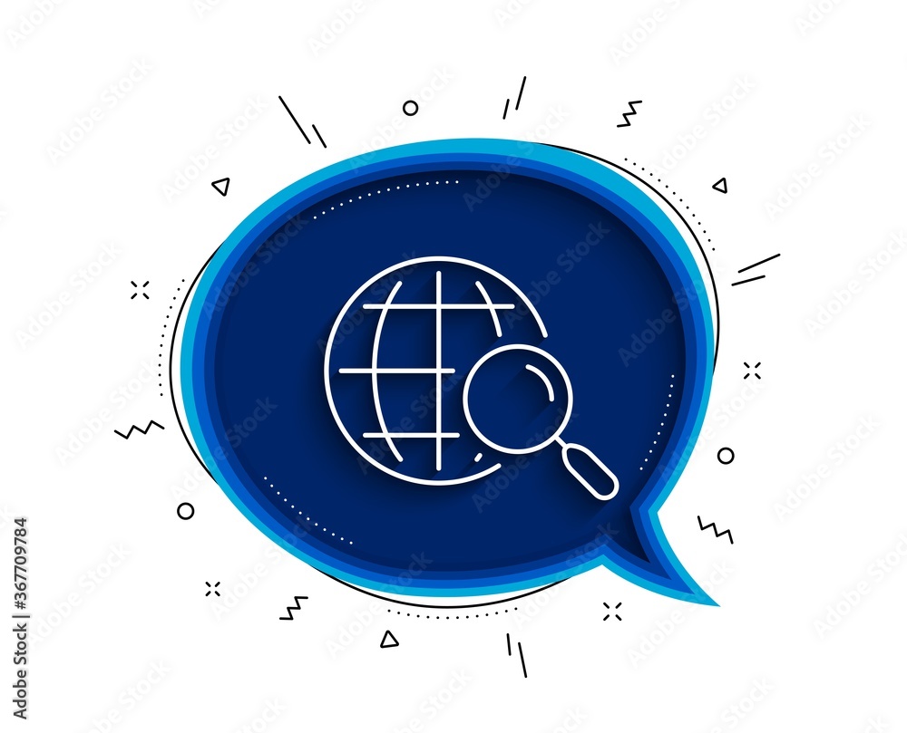 Wall mural web search line icon. chat bubble with shadow. find internet results sign. thin line web search icon