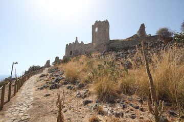 Diamante, Italy - July 10, 2017: the ruins of the Rocca di Cirella