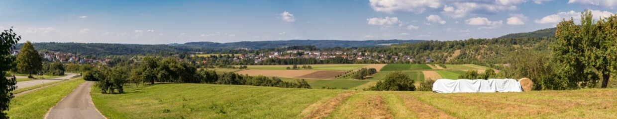 Fototapeta na wymiar Panoarama Backnang-Steinbach aus Richtung Oberbrüden