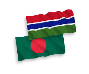Flags of Republic of Gambia and Bangladesh on a white background