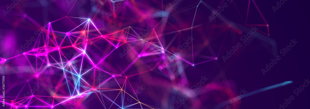 Poster polygonal background with dots and lines. network connection structure. science and technology. 3d