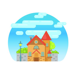 Vector image of a small house. Illustration for the design of articles, website, eps