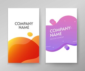 Abstract liquid fluid shapes elements design for brochure leaflet cards template background design or modern booklet cover pages and flyers vertical banners and copy space text vector violet orange