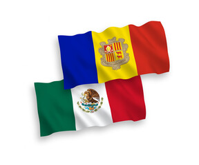 Flags of Mexico and Andorra on a white background