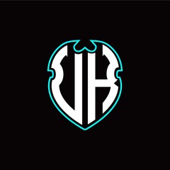 U K Initial logo design with a shield shape