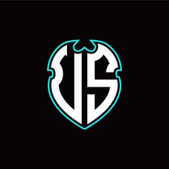 U S Initial logo design with a shield shape