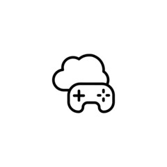 Cloud gaming icon  in black line style icon, style isolated on white background