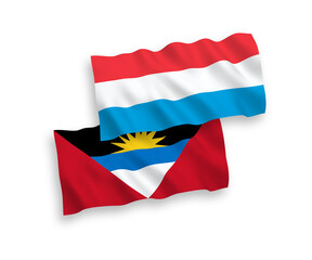 Flags of Antigua and Barbuda and Luxembourg on a white background