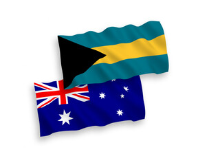 Flags of Australia and Commonwealth of The Bahamas on a white background