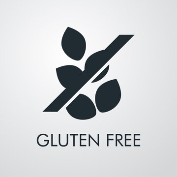 Logotipo texto Gluten Free con granos de trigo en fondo gris