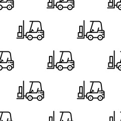 Forklift Truck Icon Seamless Pattern, Industrial Truck Used For Moving And Lifting Material
