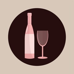 champagne bottle and glass