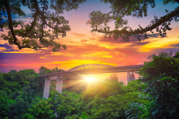 Henderson wave bridge at sunset in Singapore.