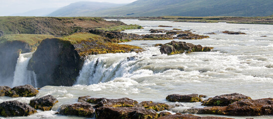 Godafoss waterfall in northern Iceland, view from above