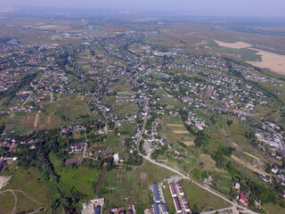 Aerial view of the saburb landscape (drone image). Near Kiev