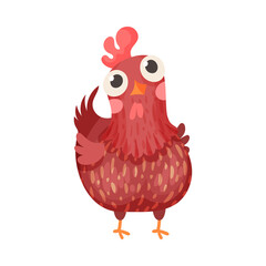 Feathered Hen as Farm Bird Isolated on White Background Vector Illustration