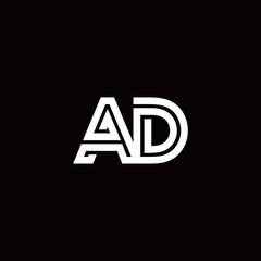 AD monogram logo with abstract line