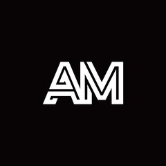 AM monogram logo with abstract line