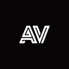 AV monogram logo with abstract line