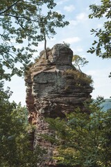 Fototapeta na wymiar Sandstone from the Vosges in the mountains during a day of summer