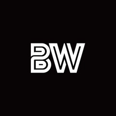 BW monogram logo with abstract line