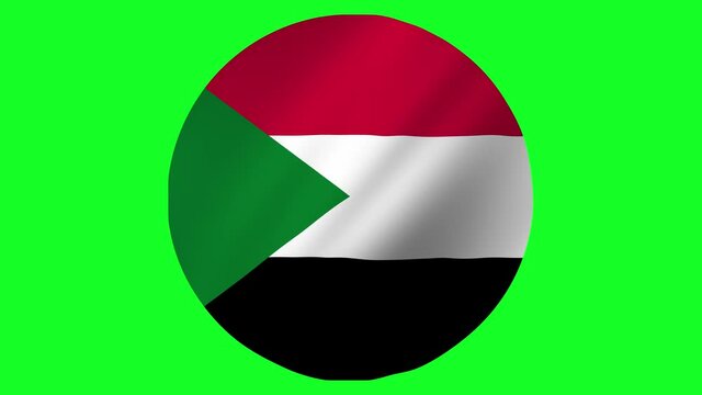 Flag of Sudan Round Sudanese flag waving in air, 4k UHD