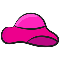 
Summer head covering, floppy hat icon in doodle design 
