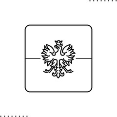 Poland square flag vector icon in outlines 