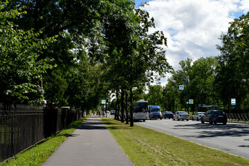 road with transport and sidewalk