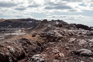 Fototapeta na wymiar Fields of recent lava at Leirhnjukur volcano, Iceland