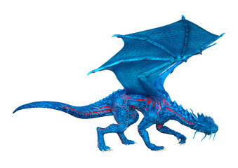 3D Rendering Fairy Tale Dragon on White