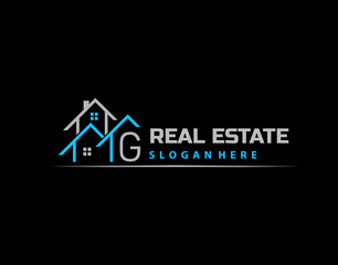 G Letter Logo. Simple House, Real Estate Architecture Construction Icon Design.